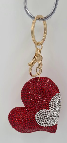 Piros -  ezüst szív dísz 