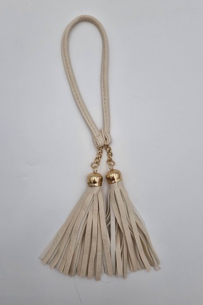 Bézs műbőr táskadísz